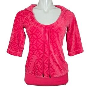 Lululemon Women's Raspberry Pink Textured Velour Logo Hoodie 6
